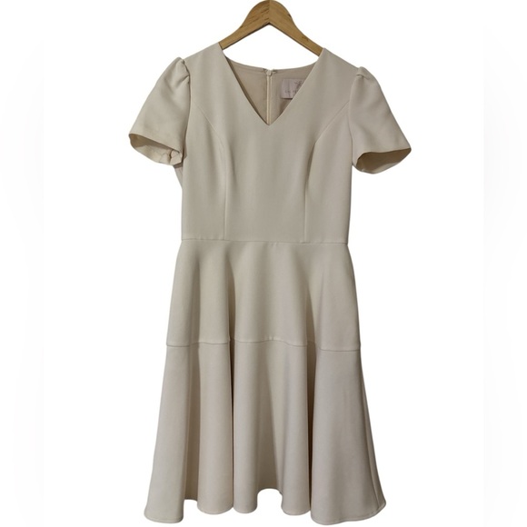Gal Meets Glam Kate Fit and Flare Dress in Cream size 6 - Picture 9 of 14
